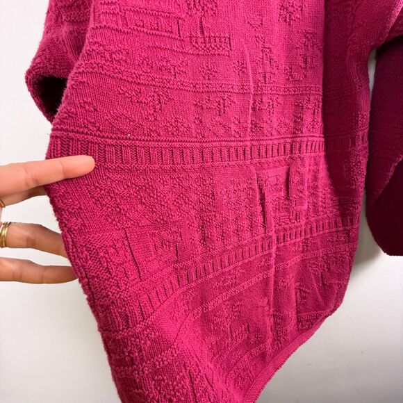 Vintage Bella Cottons Textured Knit Sweater – Magenta Pink USA Made 100% Cotton - Picture 9 of 10